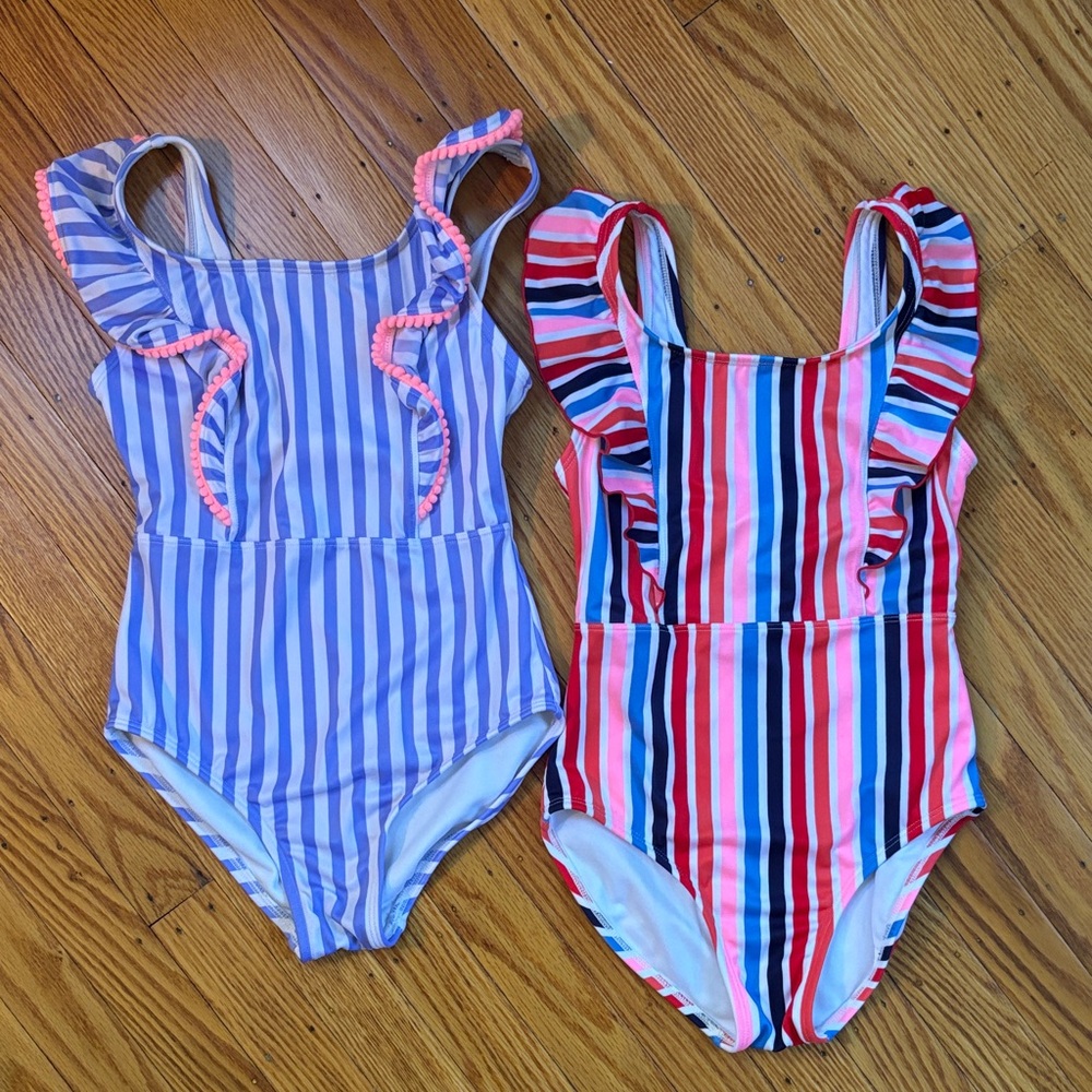 Striped Ruffle Swimsuits for Kids